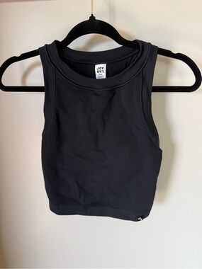 JoyLab Black Ribbed Cropped Tank - Women's Athletic Crop Top